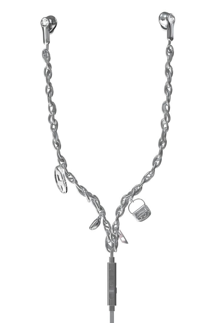 【新品未開封 】DIESEL シルバー　有線イヤホン　ディーゼル　ショッパー付