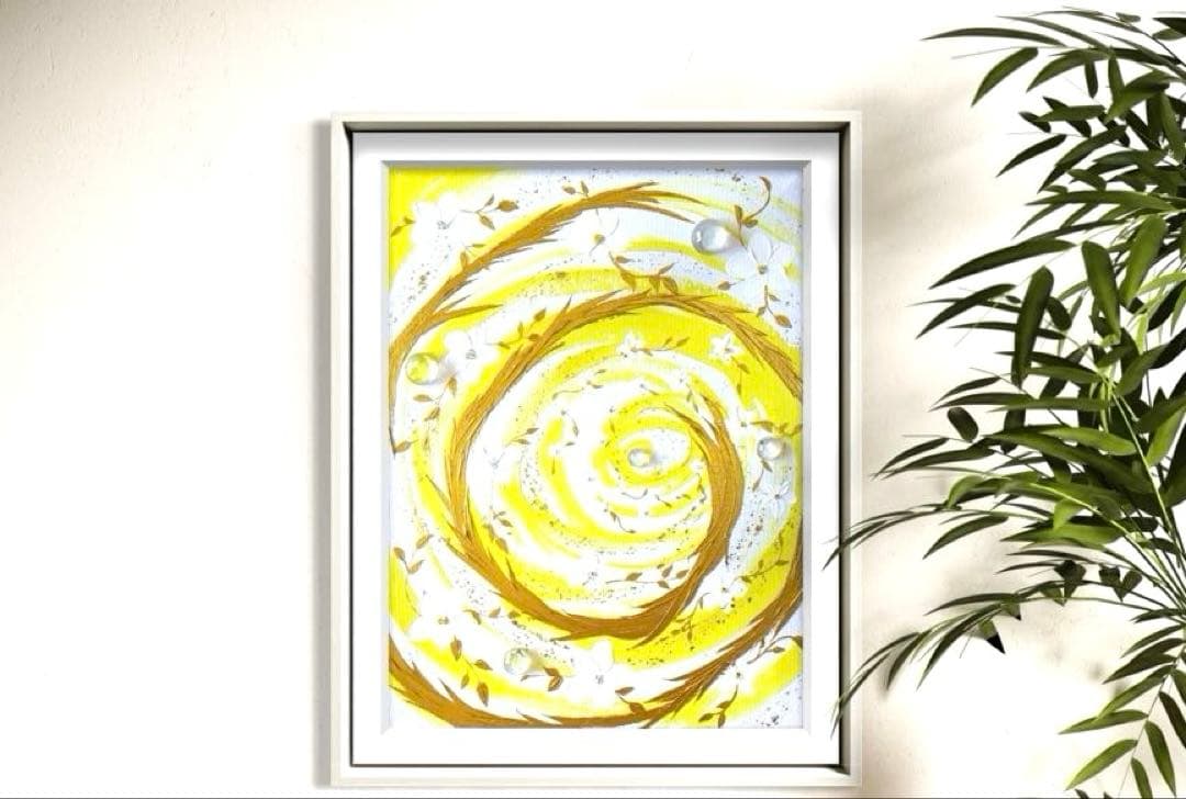 開運絵画　鬼門用　護符　ヒマラヤ水晶　天然石　金箔　龍神様エネルギー