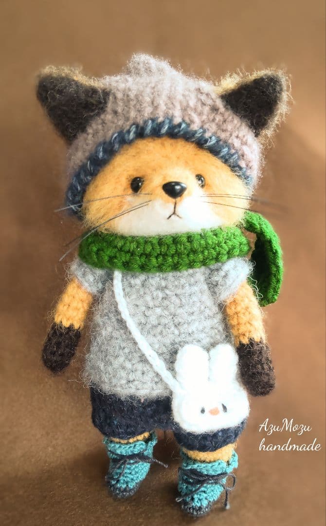 三*ぽ様 あみぐるみ☆きつねくん☆ぬいぐるみ☆☆ハンドメイド