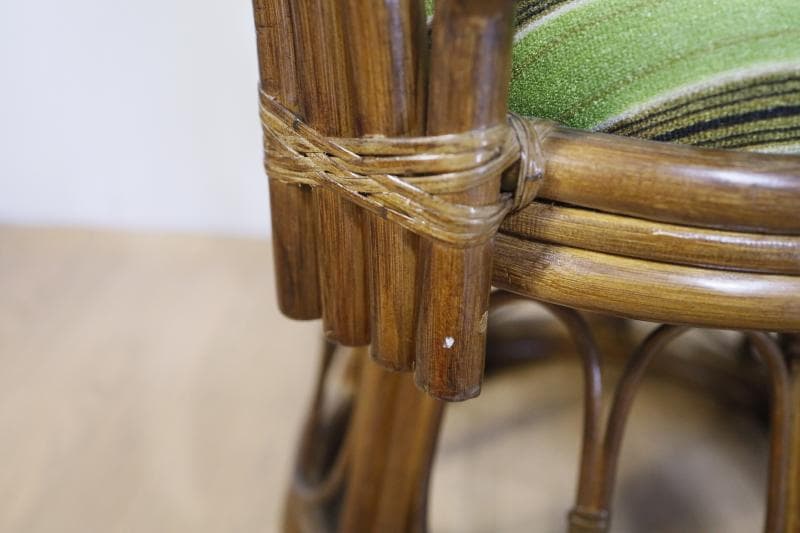 ほぼ未使用に近く極美品◆天然籐 座椅子/回転チェア 【ハイタイプ】 肘付き