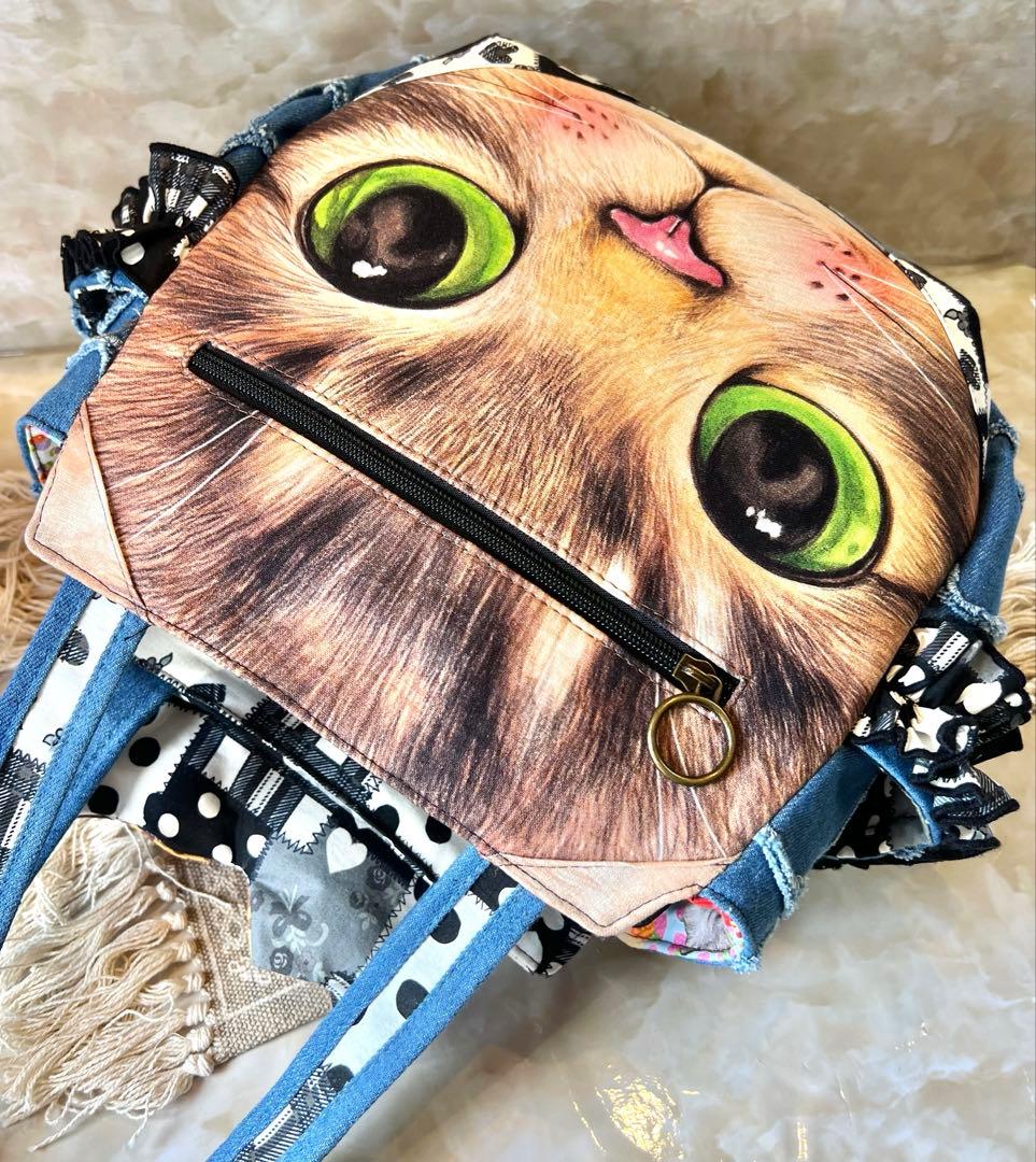 コヤンイサムチョン　ビッグサンダー　フリンジハートサイドポケットデニムバッグ