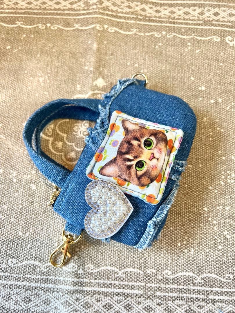 コヤンイサムチョン　ビッグサンダー　フリンジハートサイドポケットデニムバッグ