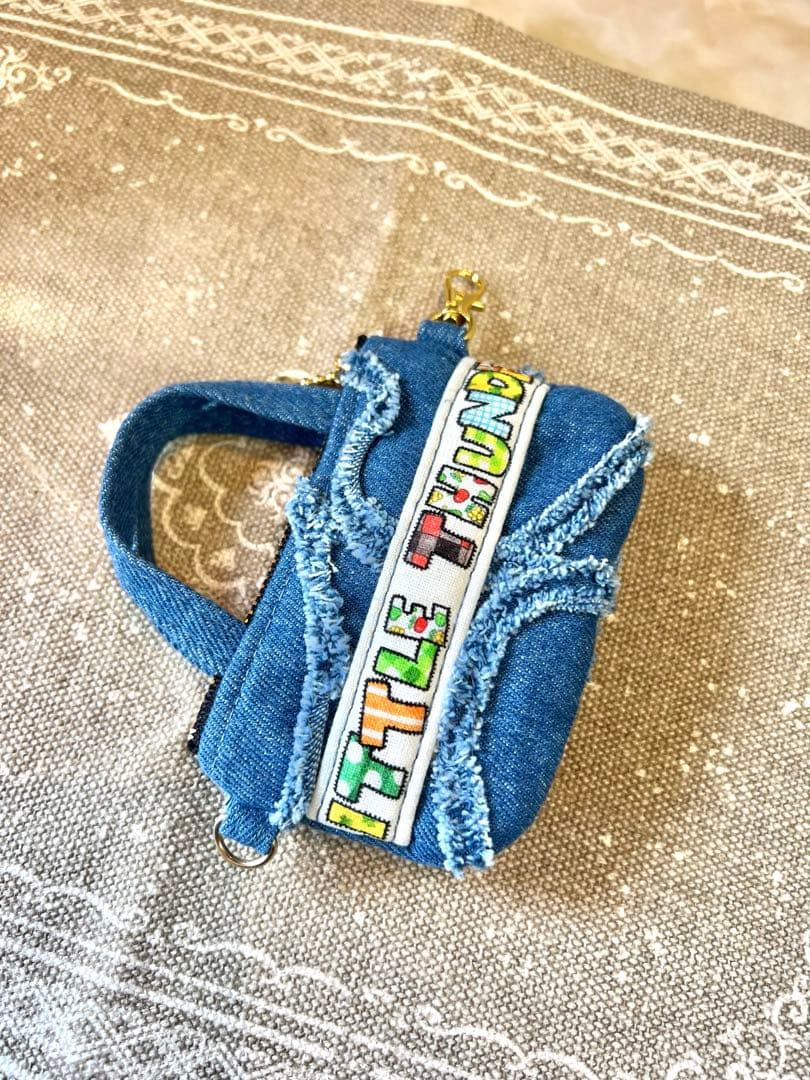 コヤンイサムチョン　ビッグサンダー　フリンジハートサイドポケットデニムバッグ