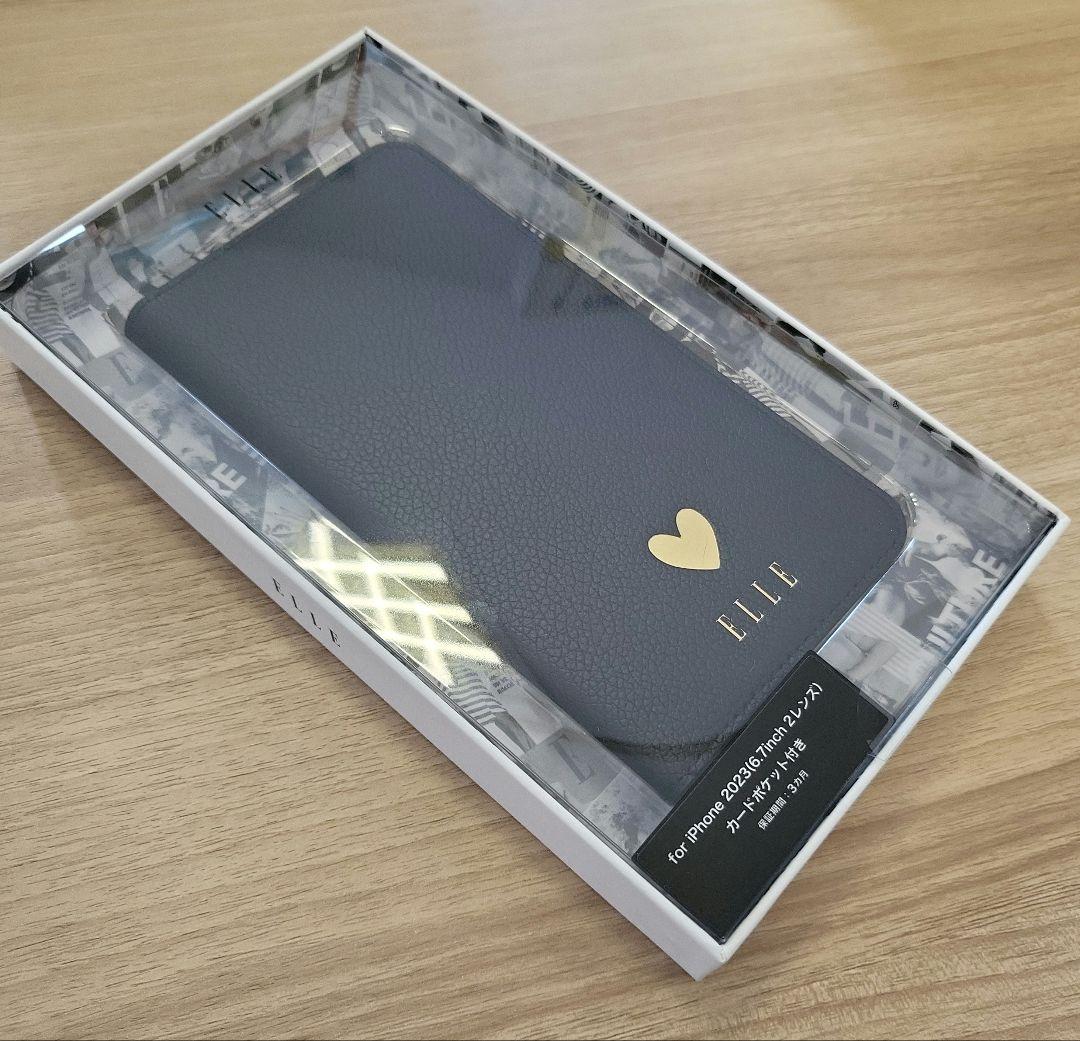 iPhone 15Plus ELLE ブックタイプケース／Black