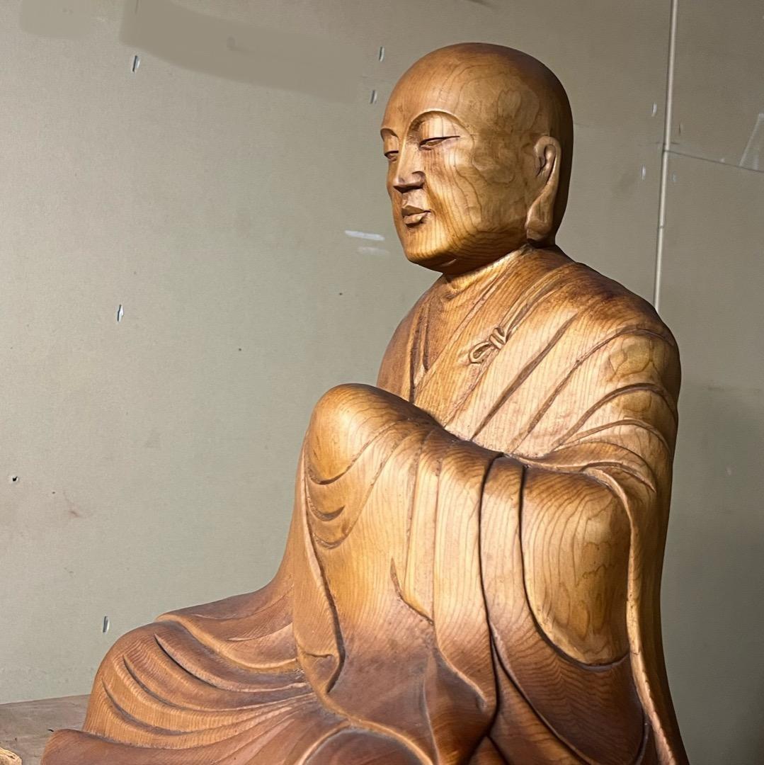 一木彫り弘法大師。仏像彫刻。御守り。和インテリア。和室に。木造オブジェ。