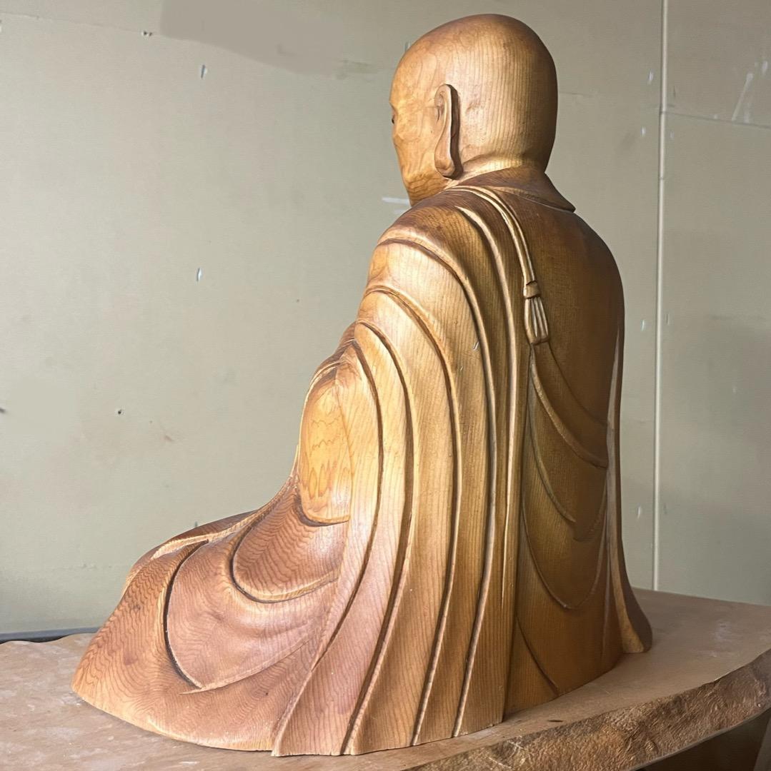 一木彫り弘法大師。仏像彫刻。御守り。和インテリア。和室に。木造オブジェ。