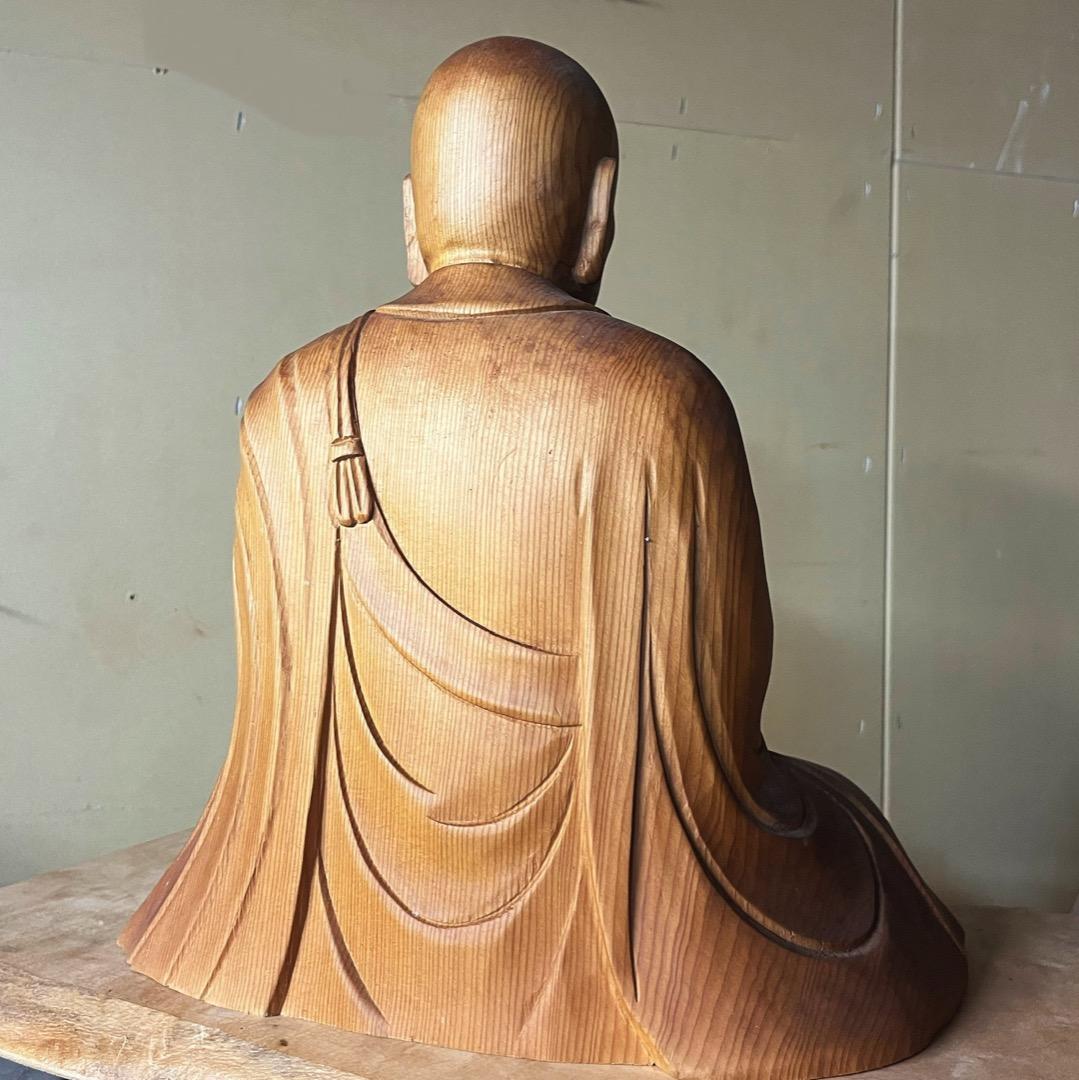 一木彫り弘法大師。仏像彫刻。御守り。和インテリア。和室に。木造オブジェ。