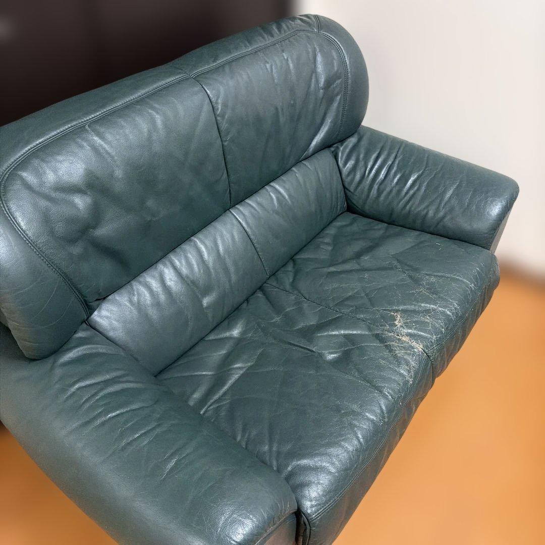 【4月下旬発送】2人掛けソファ グリーンレザー