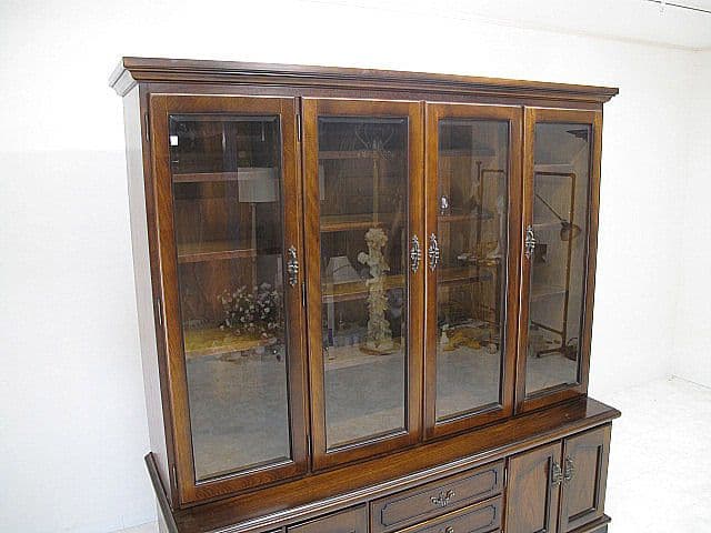 美品 カリモク「コロニアル」大型ブックシェルフ　W180ｃｍ　本棚/書棚約50万