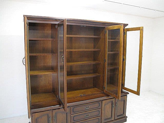 美品 カリモク「コロニアル」大型ブックシェルフ　W180ｃｍ　本棚/書棚約50万
