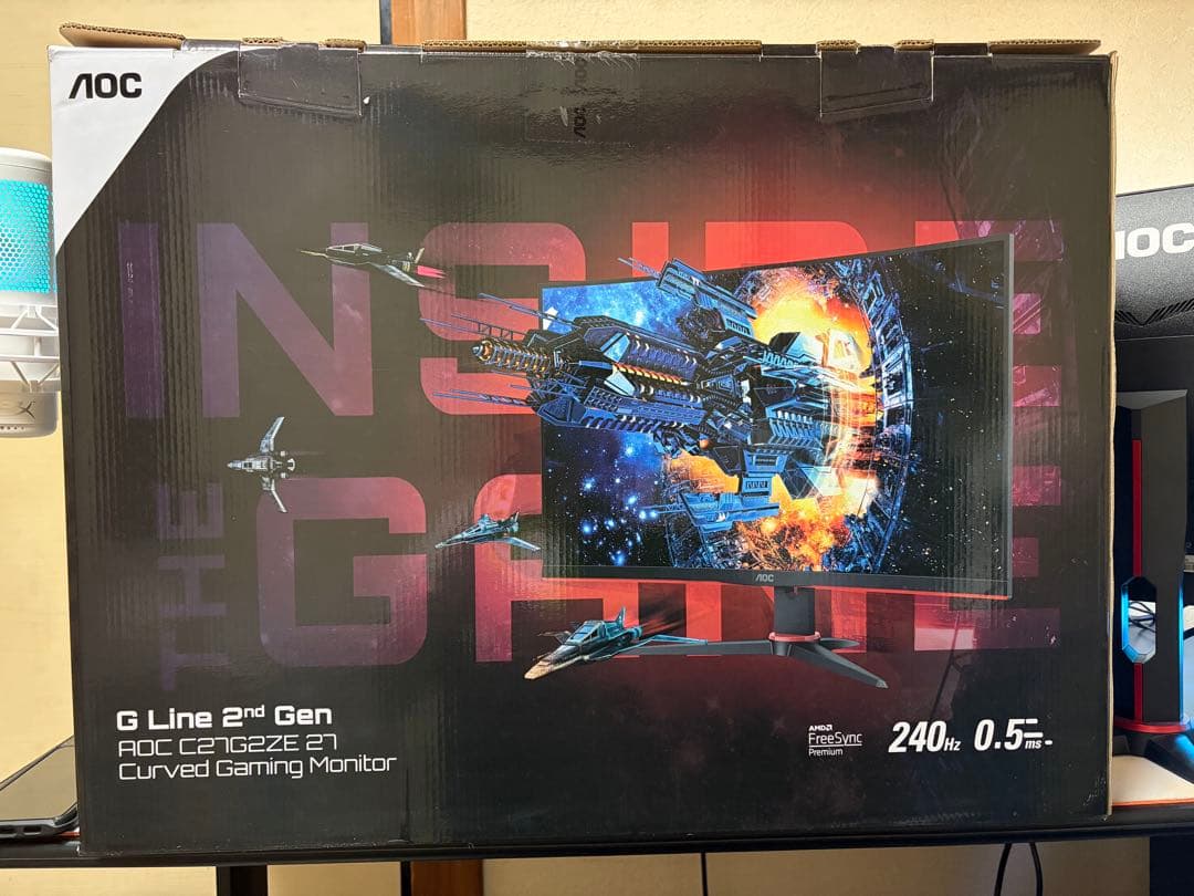 AOC C27G2ZE 27インチ湾曲ディスプレイ本体