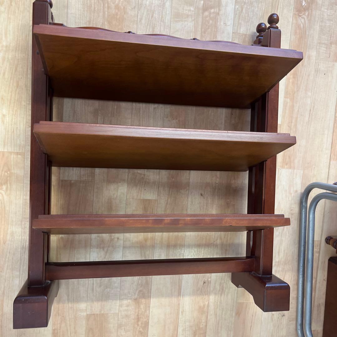 【昭和レトロ】マガジンラック　アンティーク　木製　新聞ラック　キャビネット　3段