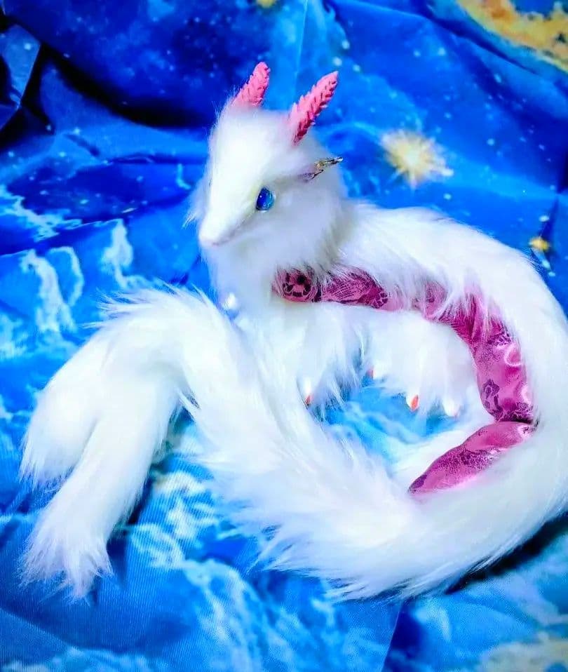 琉球ホタルガラス瞳蓄光☆双尾天龍アートドールDragonドラゴンartdoll