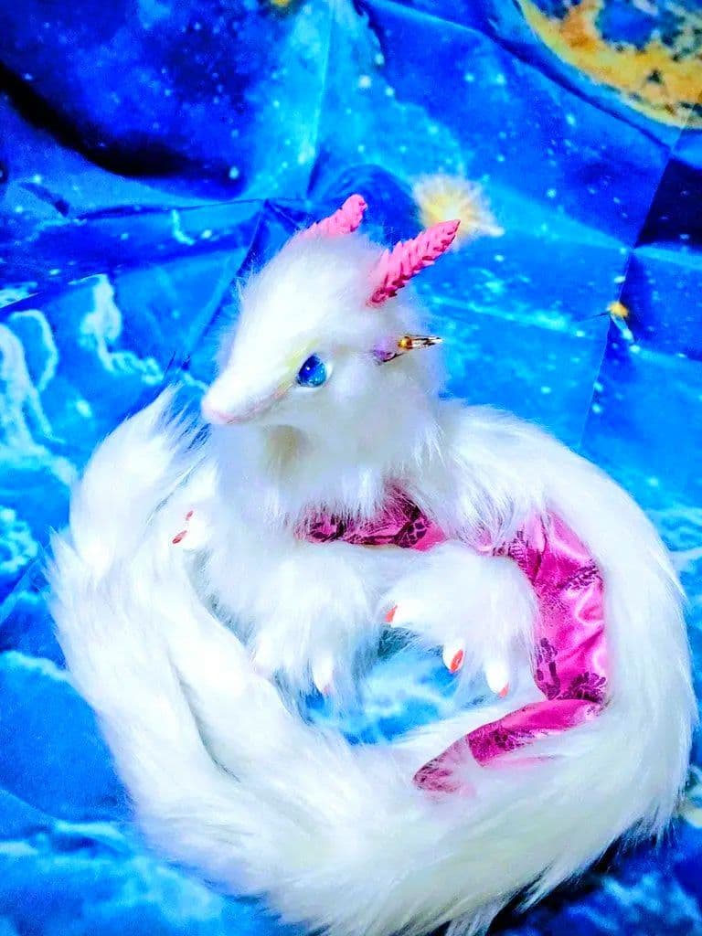 琉球ホタルガラス瞳蓄光☆双尾天龍アートドールDragonドラゴンartdoll