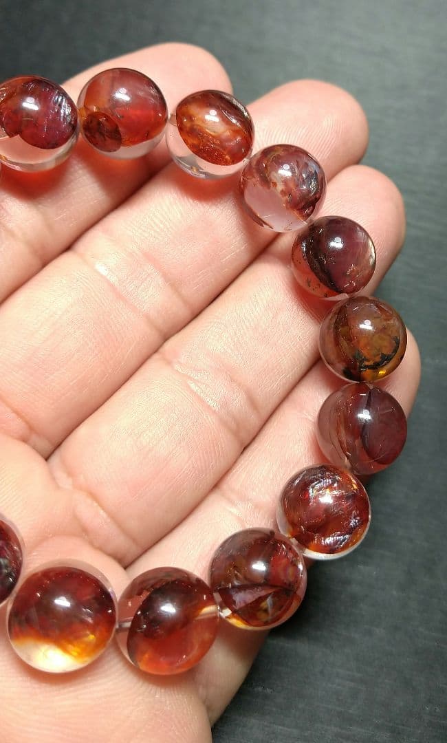 【良質,美品】リモナイトインクォーツ　１２㎜　ブレスレット　天然　希少