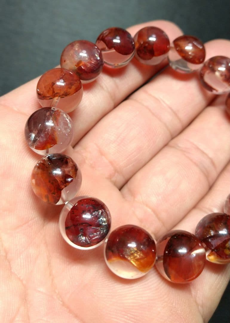 【良質,美品】リモナイトインクォーツ　１２㎜　ブレスレット　天然　希少