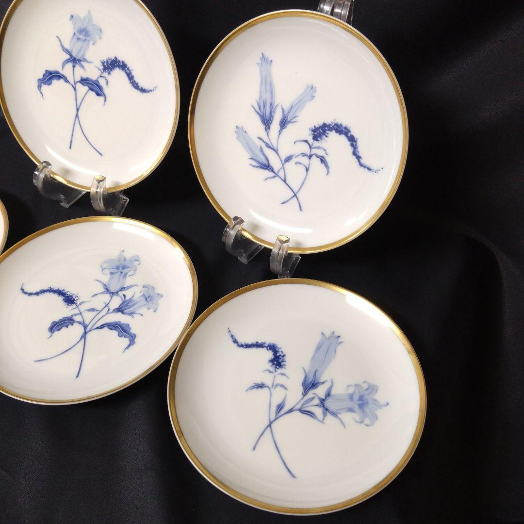 未使用 深川製磁 君島一郎 ロイヤルブルー銘々皿5枚　お祝い