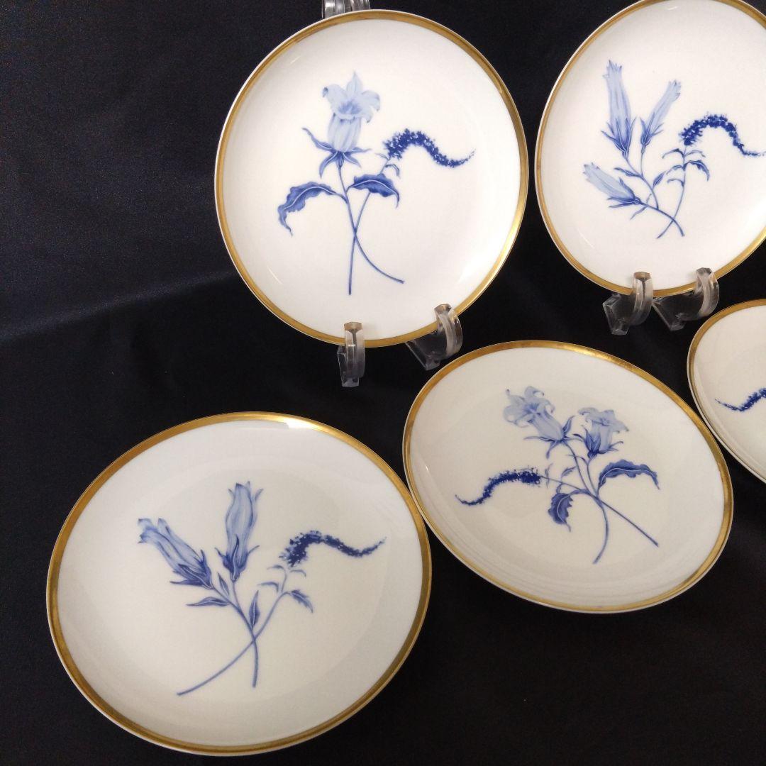未使用 深川製磁 君島一郎 ロイヤルブルー銘々皿5枚　お祝い