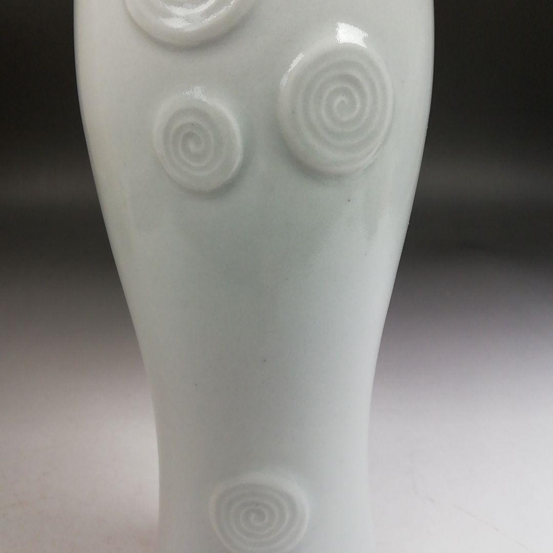 Ｗ３５９　杓立　『白磁　渦文』『慶安窯 造』　共箱　茶道具