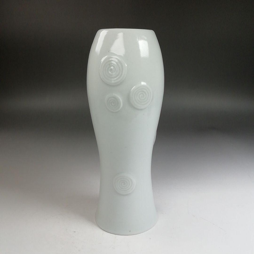 Ｗ３５９　杓立　『白磁　渦文』『慶安窯 造』　共箱　茶道具