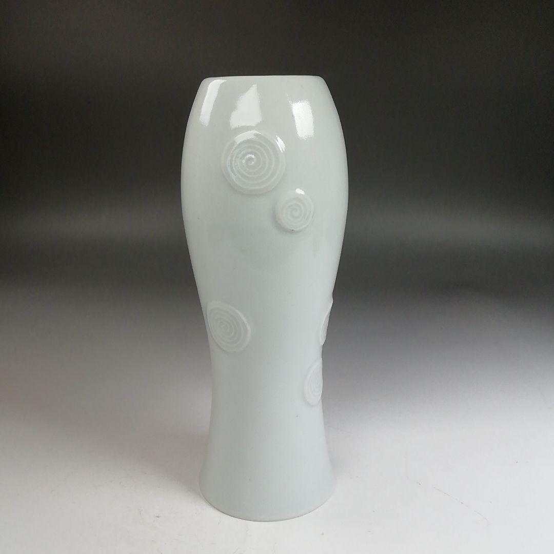Ｗ３５９　杓立　『白磁　渦文』『慶安窯 造』　共箱　茶道具