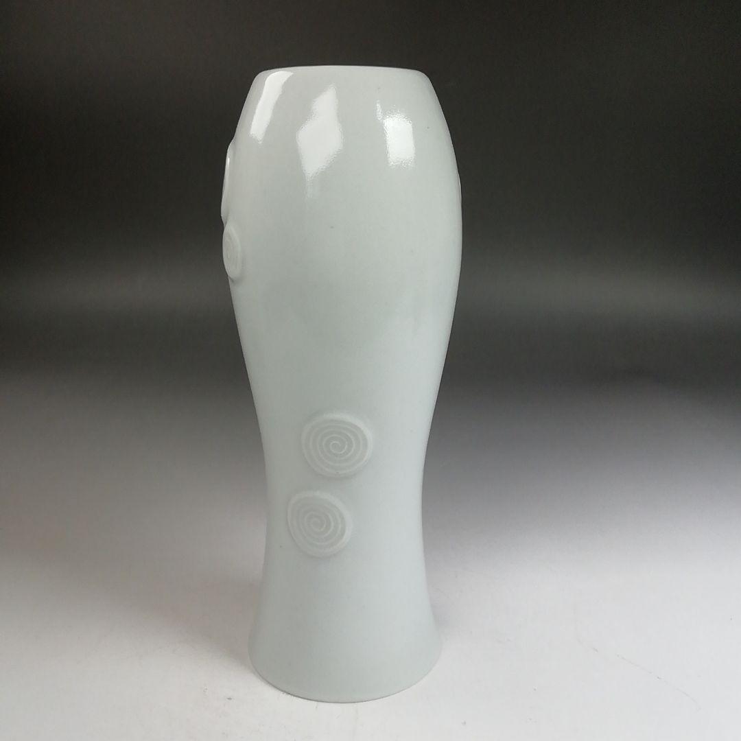 Ｗ３５９　杓立　『白磁　渦文』『慶安窯 造』　共箱　茶道具