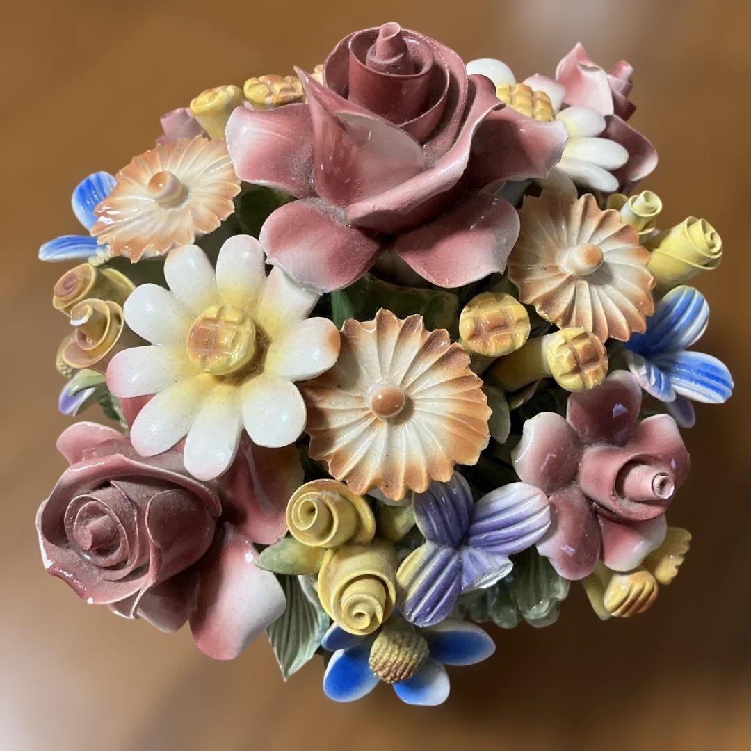 陶花バッサーノ　 イタリア 陶器製 花束 置物 多色