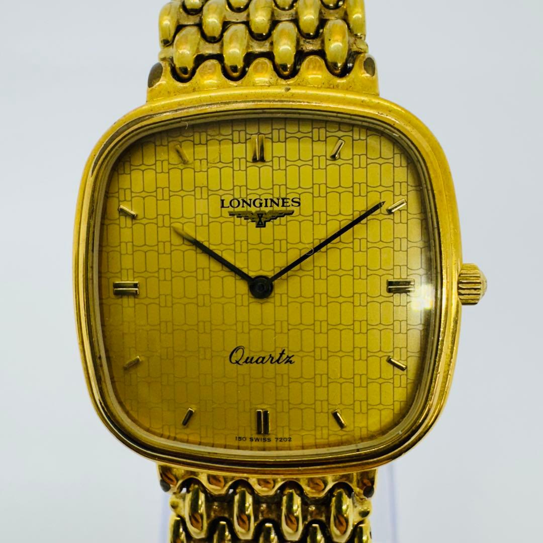 ✨LONGINES✨ロンジン✨クォーツ✨スクエア✨ゴールド文字盤✨腕時計✨