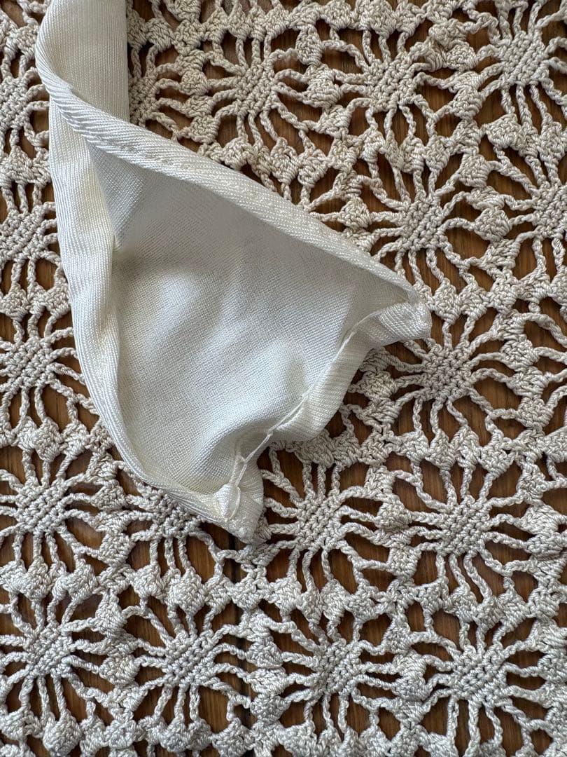 vintage レース編みエプロン アイボリー ハンドメイド