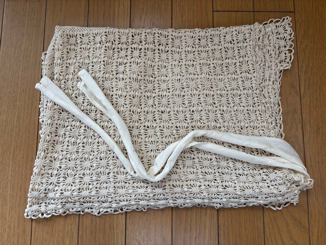 vintage レース編みエプロン アイボリー ハンドメイド