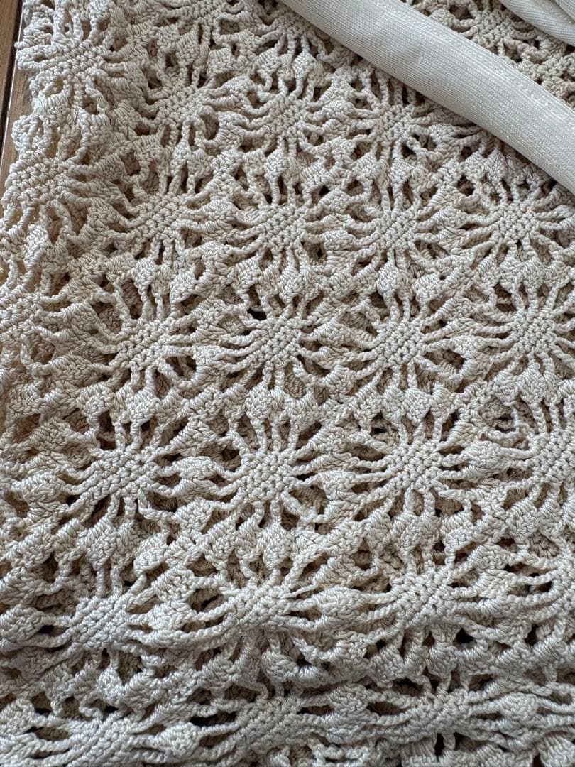 vintage レース編みエプロン アイボリー ハンドメイド