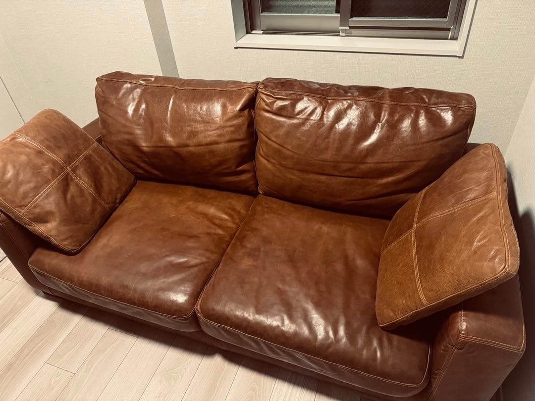 専用クラッシュゲート 2.5人掛けソファ 本革 ヴィンテージ調レザークッション付