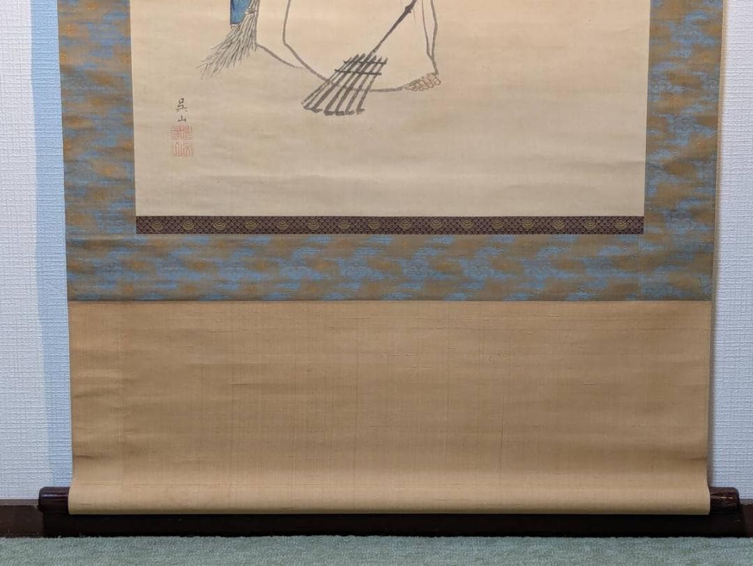 【真作】掛軸　百合図賛　気品ある墨画掛軸　墨彩百合図　合箱入　V116