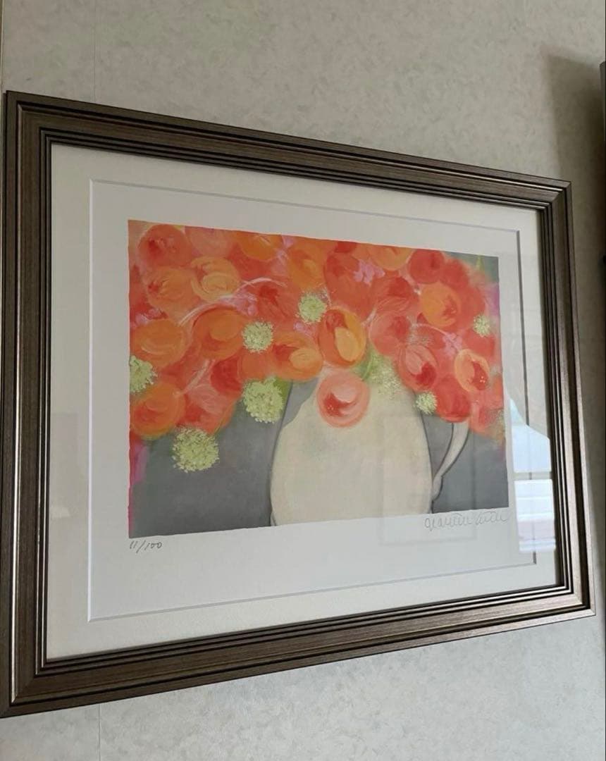 新品額入り　版画　絵画　インテリアアート ジニー•.キム　サイン、ED、証明有