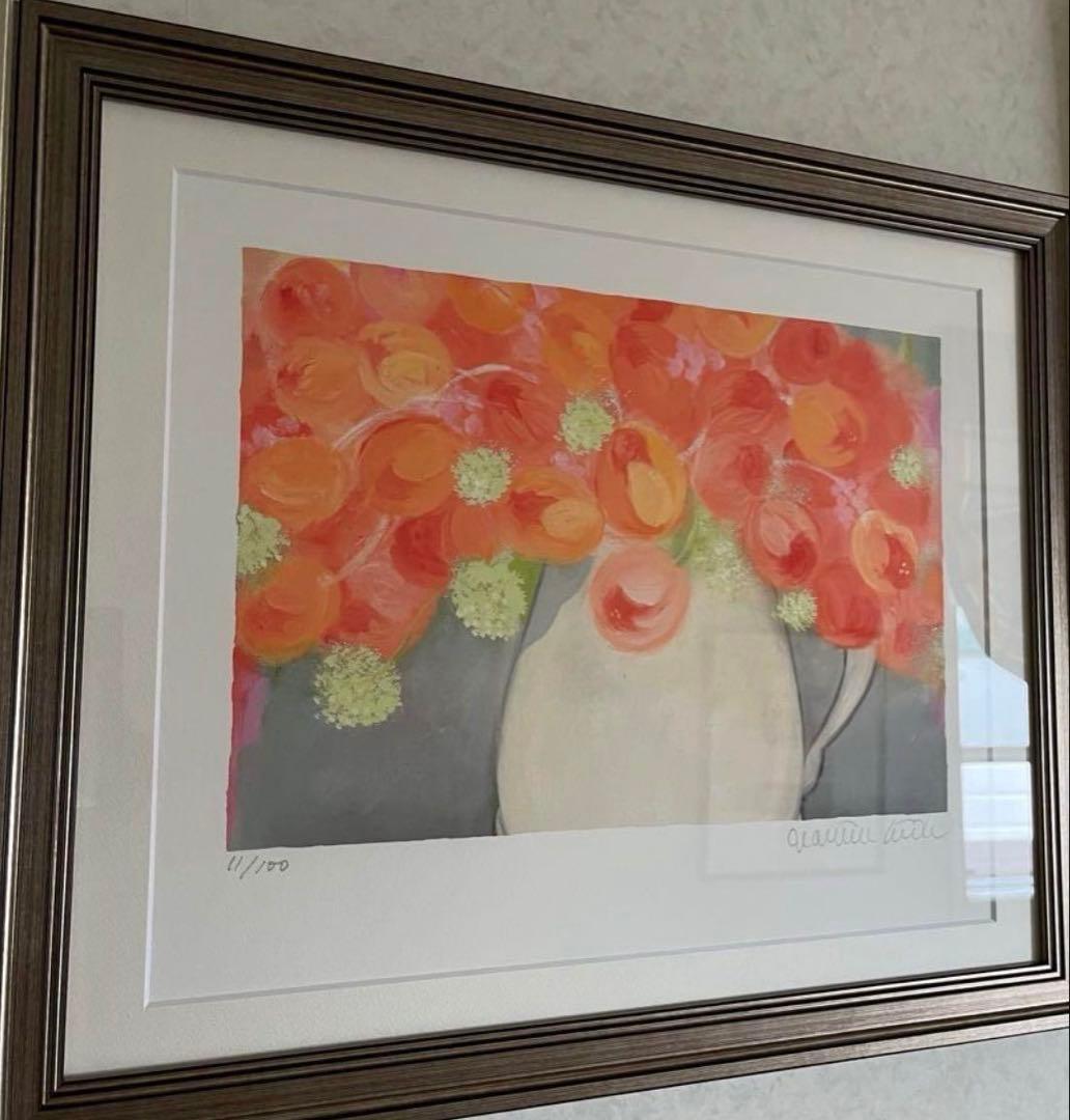 新品額入り　版画　絵画　インテリアアート ジニー•.キム　サイン、ED、証明有