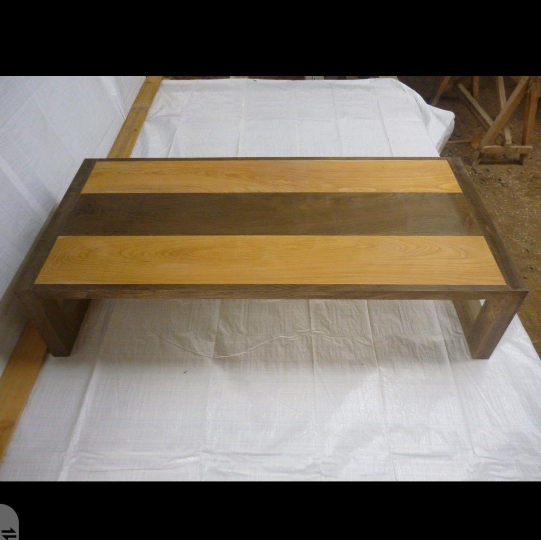 送料込み　神代ケヤキ　欅　2色テーブル　銘木　無垢材　埋もれ木　番号24