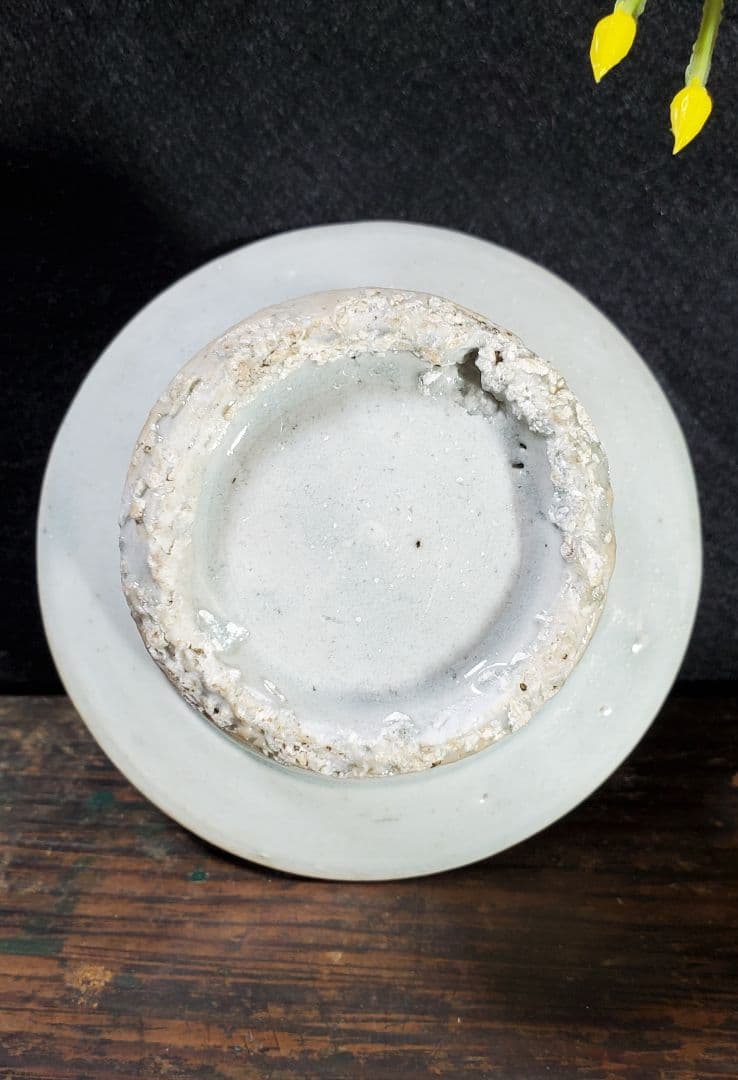 李朝 白磁祭器 白磁盃台