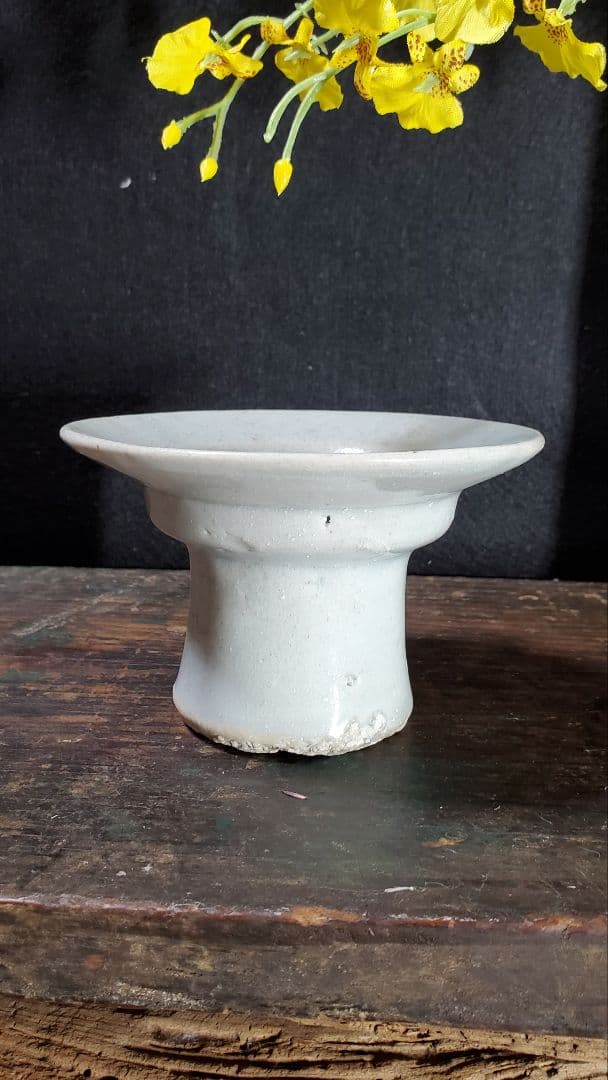 李朝 白磁祭器 白磁盃台