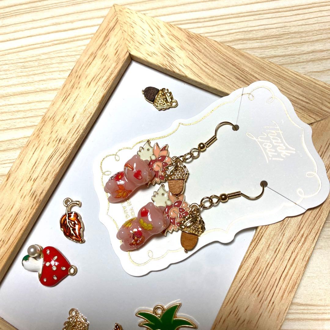 ☆ハリネズミとautumn猫ちゃんピアス☆