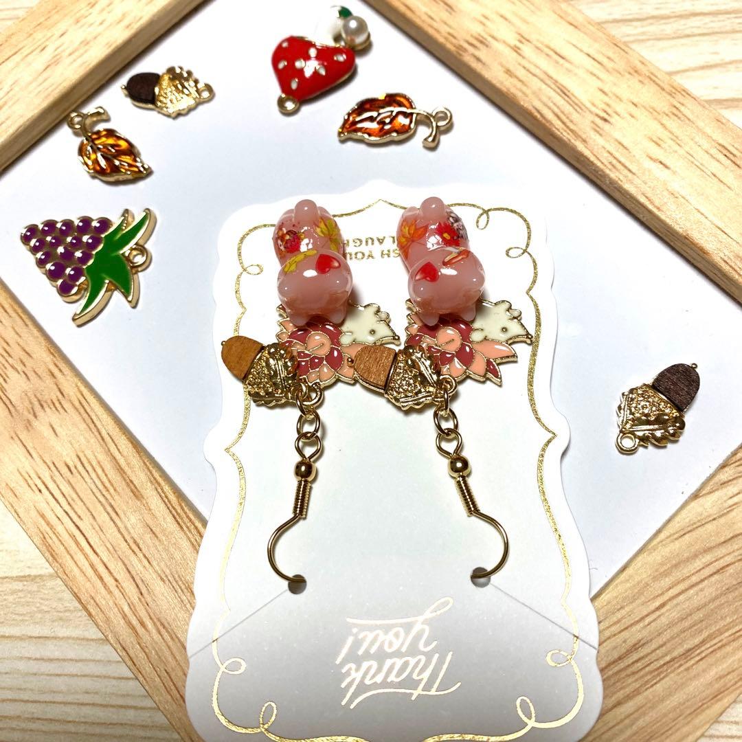 ☆ハリネズミとautumn猫ちゃんピアス☆