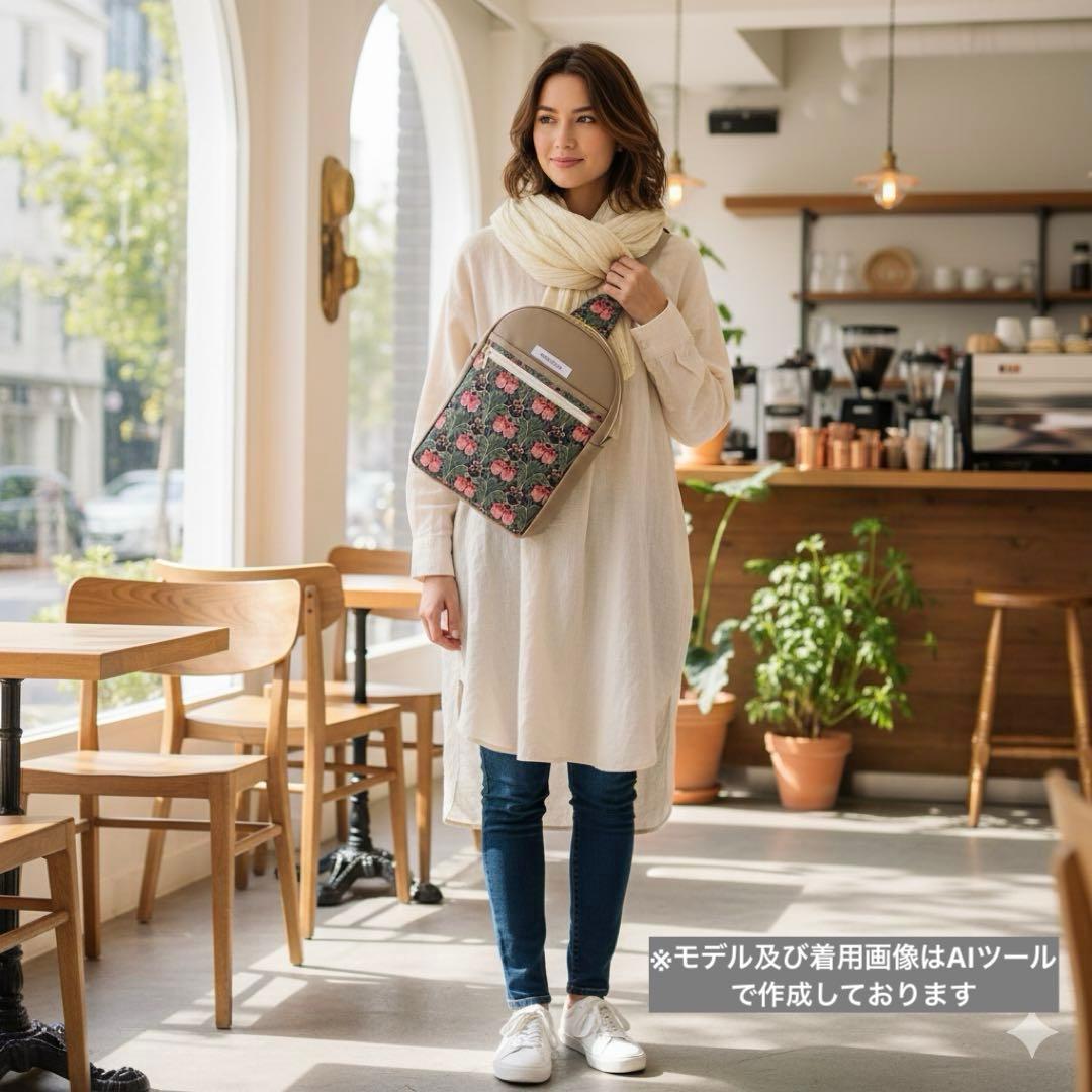 【仕様変更特価】エレガント ボディバッグ　花柄　ベージュ　上品　おしゃれ