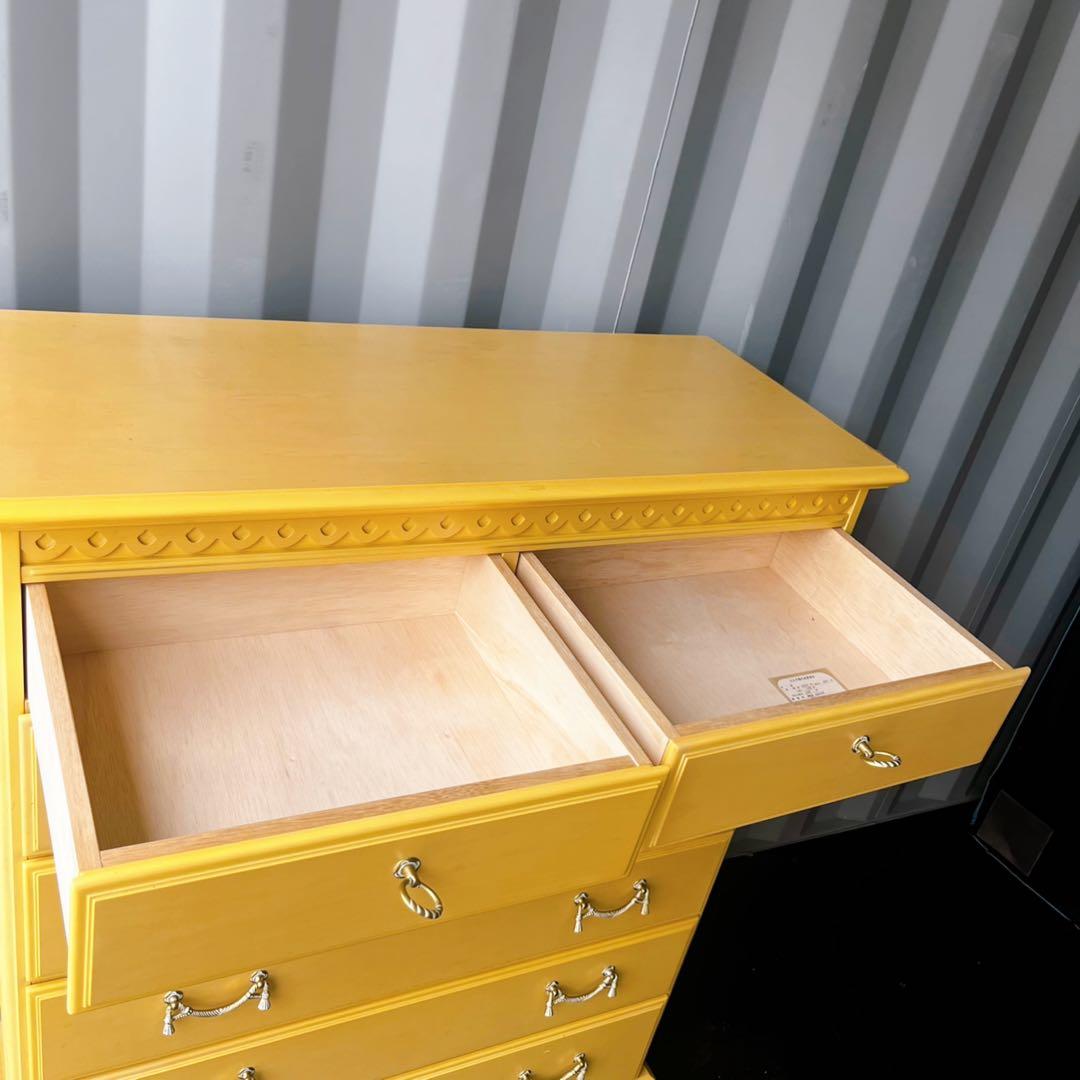 取付無料！大塚家具 マリアンディール アンティーク姫系6段イエローキャビネット✨