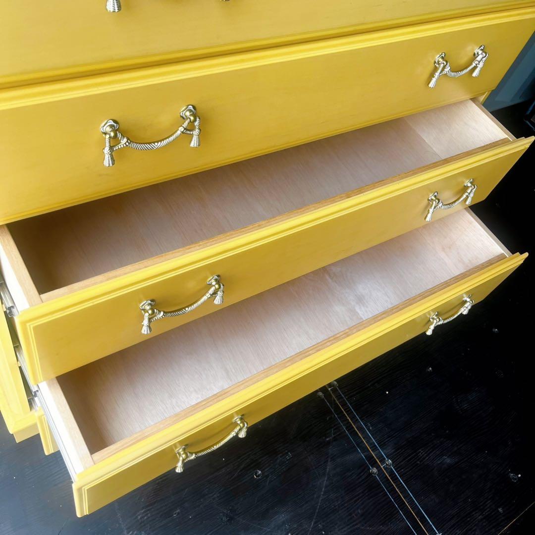 取付無料！大塚家具 マリアンディール アンティーク姫系6段イエローキャビネット✨