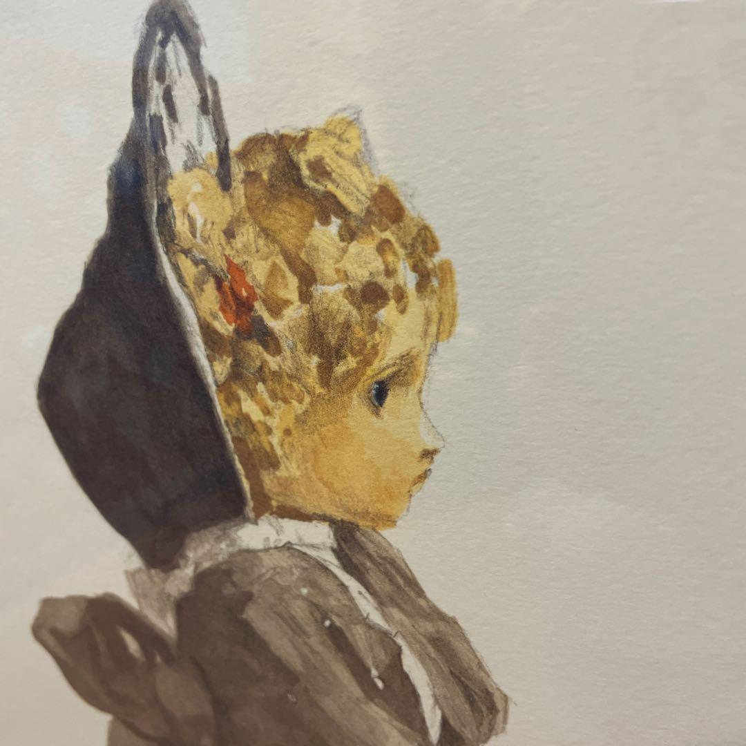 小磯良平 紫のガウンの人形 石版画