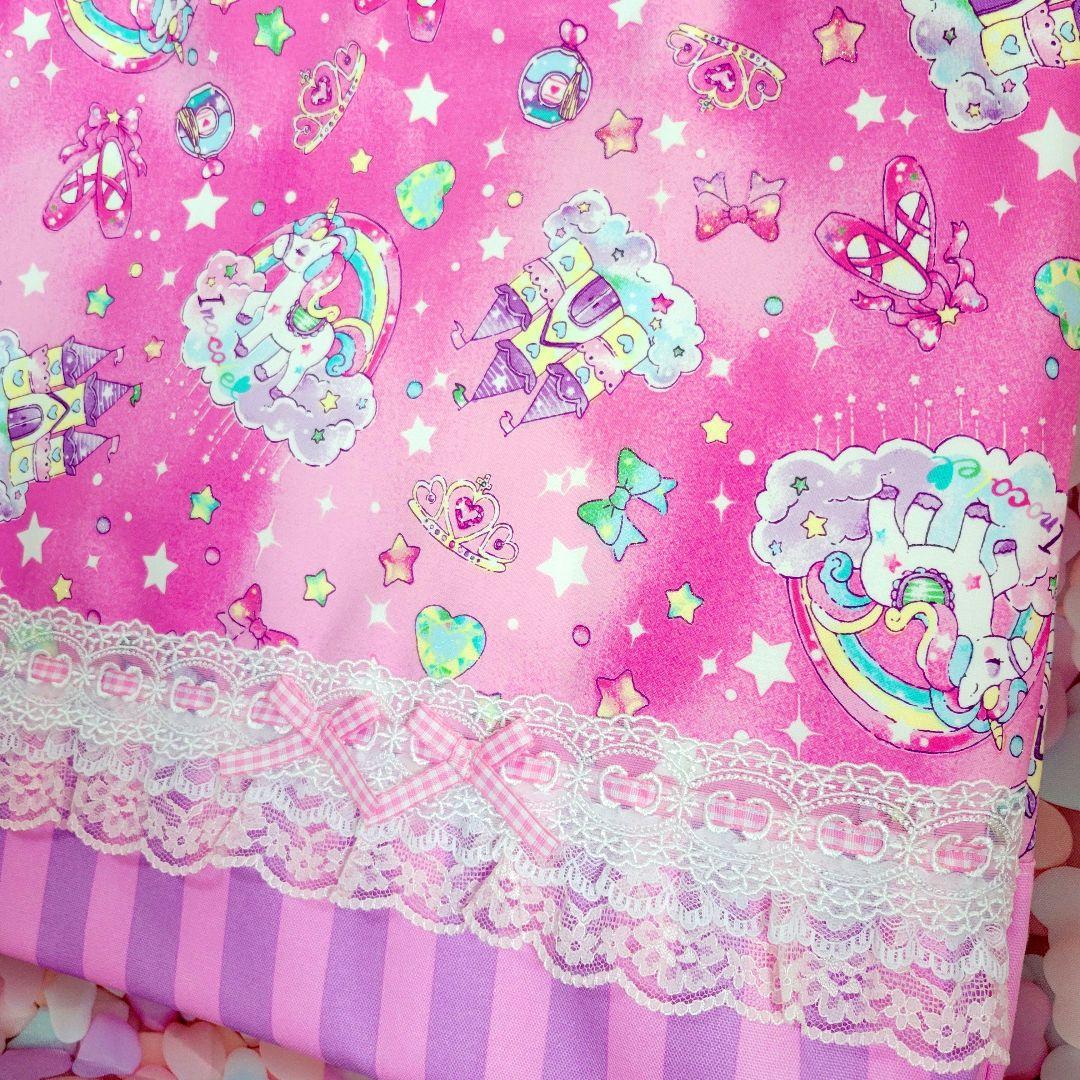 レッスンバック♡ゆったりサイズ✩ゆめかわユニコーン♡﻿女の子♡手提げトート‪