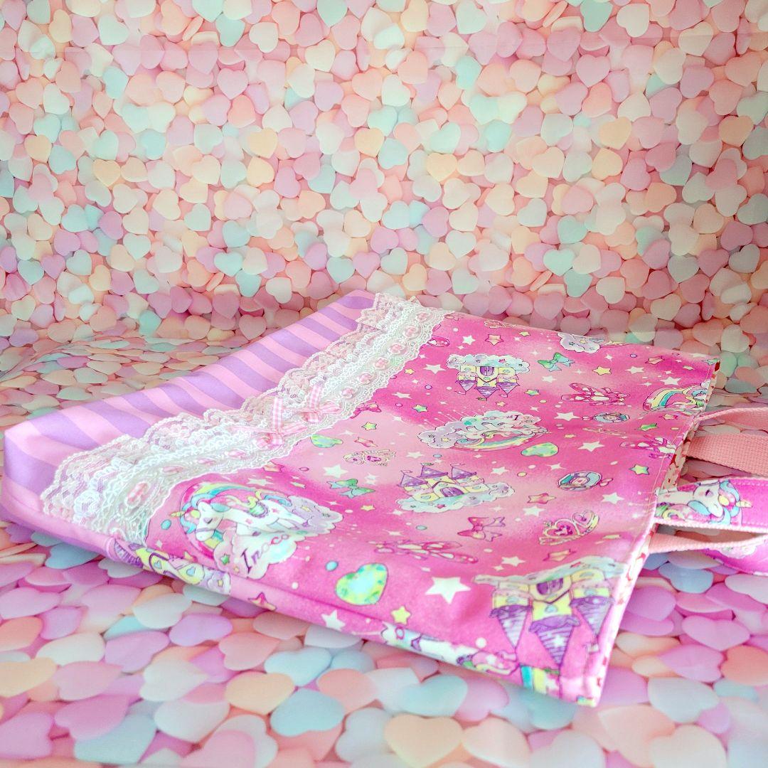 レッスンバック♡ゆったりサイズ✩ゆめかわユニコーン♡﻿女の子♡手提げトート‪