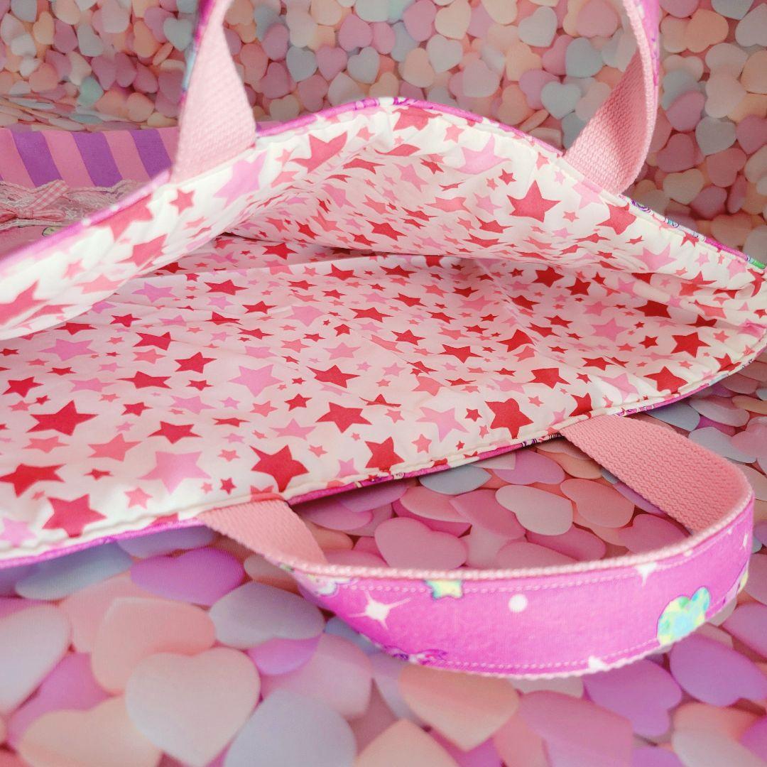 レッスンバック♡ゆったりサイズ✩ゆめかわユニコーン♡﻿女の子♡手提げトート‪