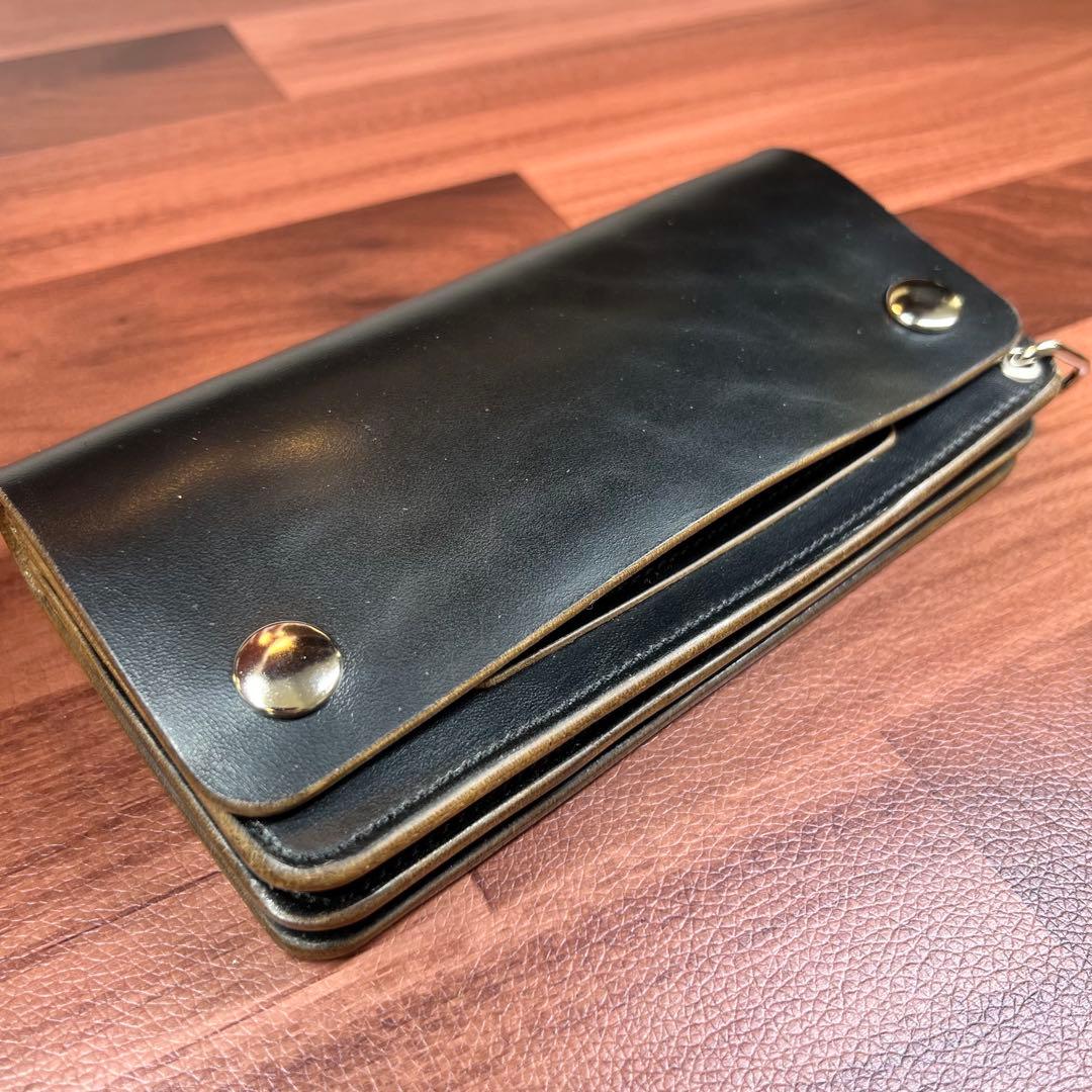 【トラッカーウォレット ロング】 3層 ホースバット シルバー　WALDES