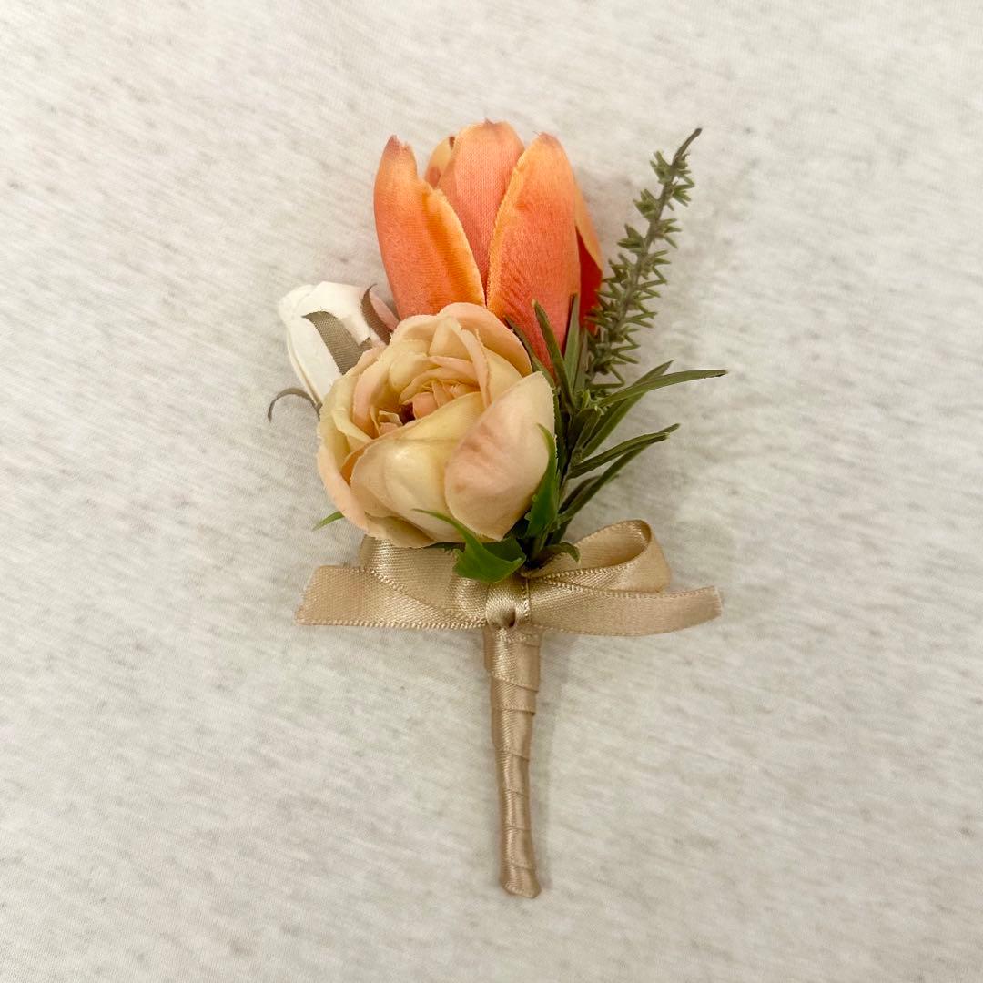 ウェディングブーケ テラコッタ（ブートニア付き）