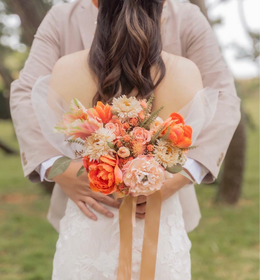 ウェディングブーケ テラコッタ（ブートニア付き）